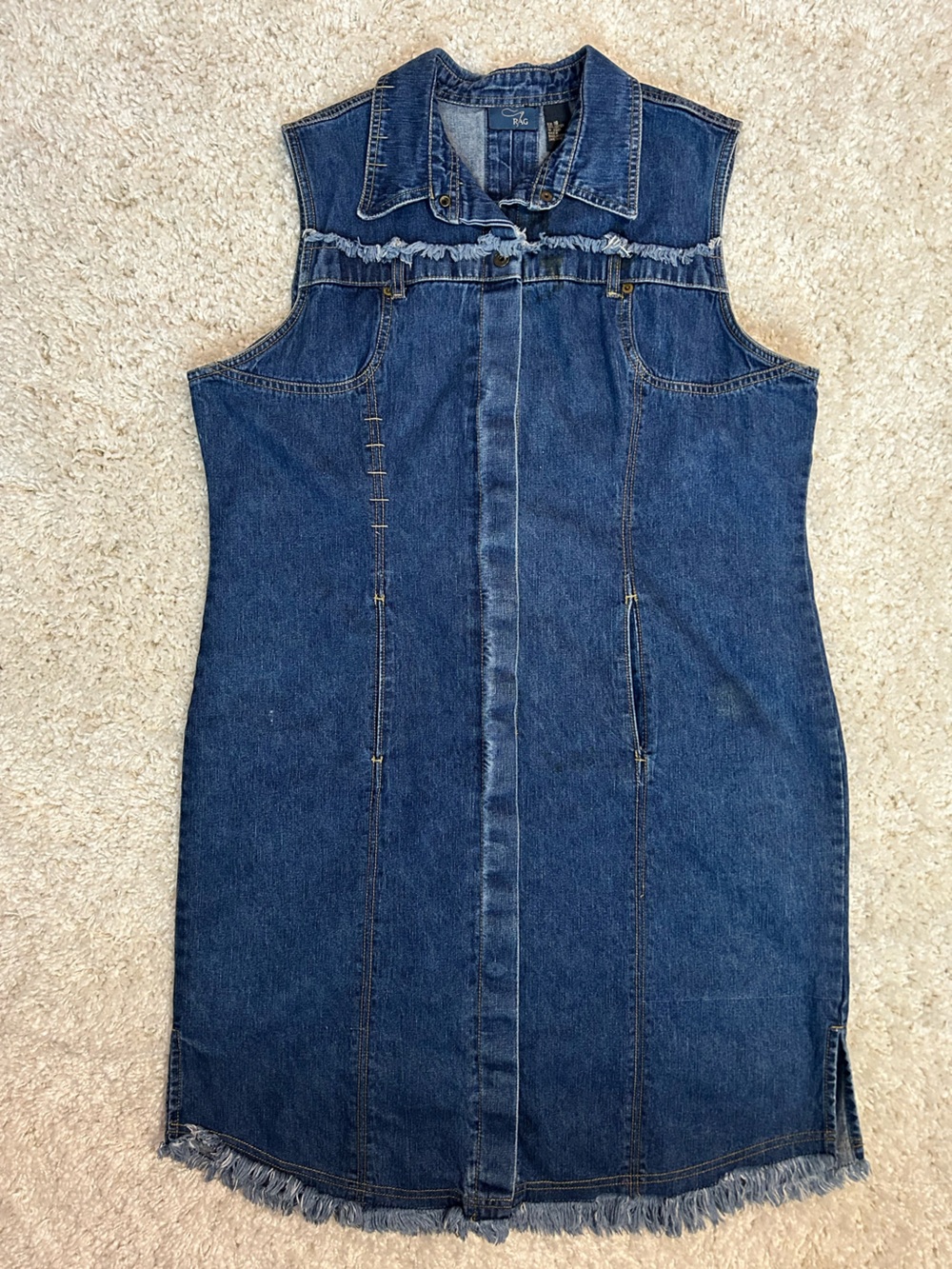 Sleeveless Denim Shirt Jacket - Blue